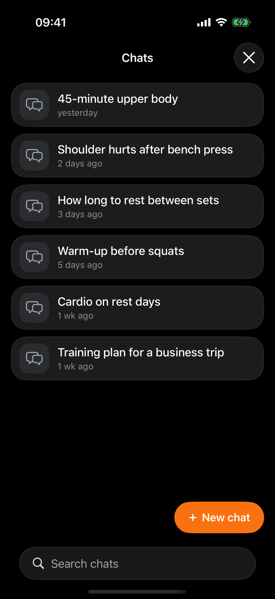 AI coach conversation list