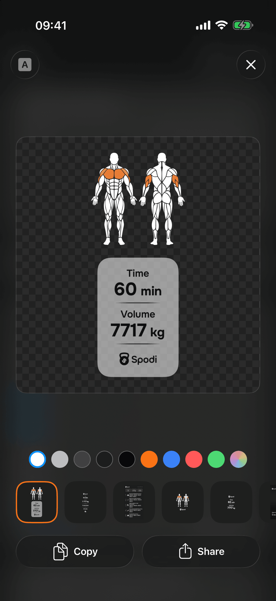 Muscles and numbers sticker on a white translucent background