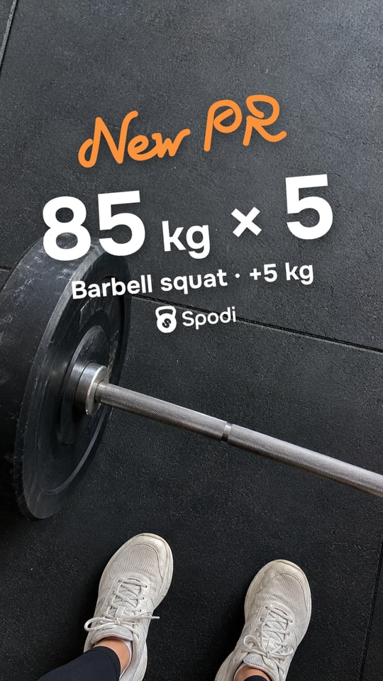 Story: new PR over a barbell photo