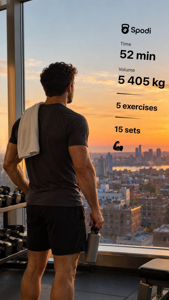 Story: workout numbers over a sunset