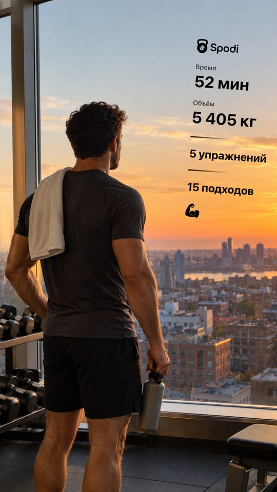 Сториз: цифры тренировки на фоне заката